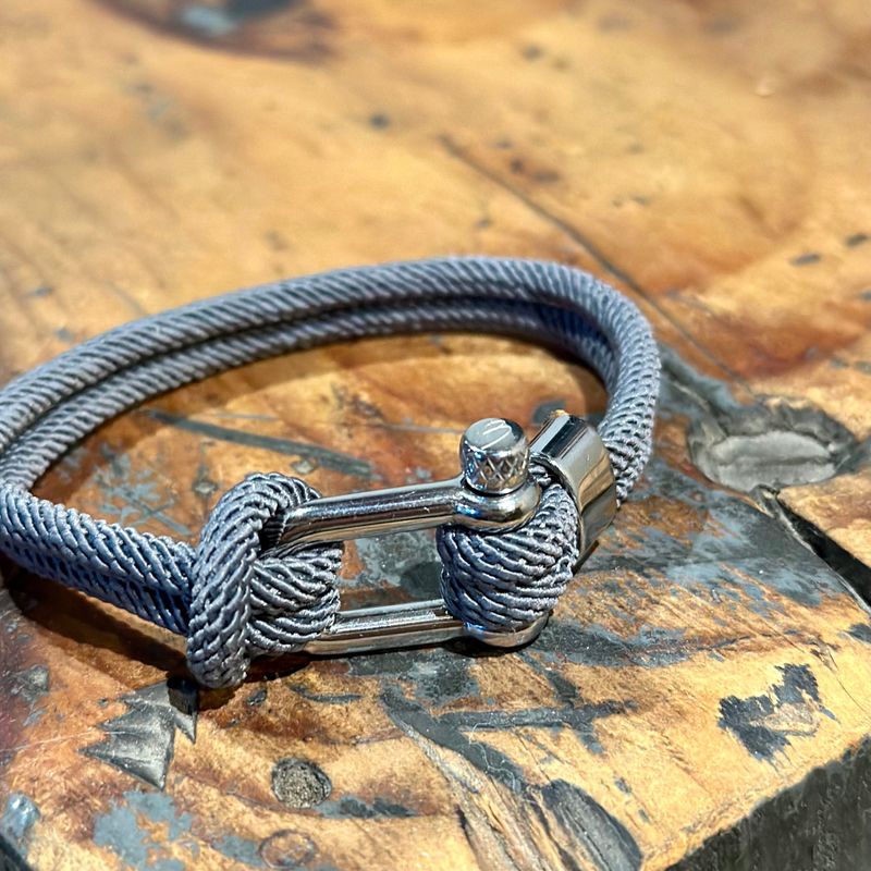 Bracelet Le Nautique en corde grise et acier