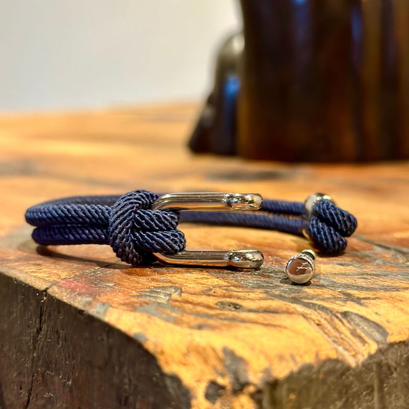 Bracelet Le Nautique en corde bleue et acier