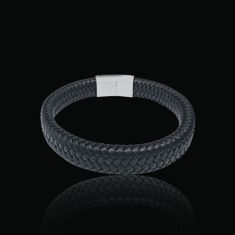 Bracelet Le Tressé en cuir et acier