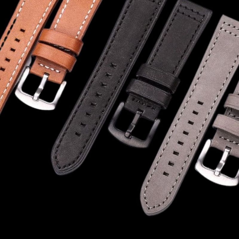 Bracelet de montre en cuir noir -  attache rapide