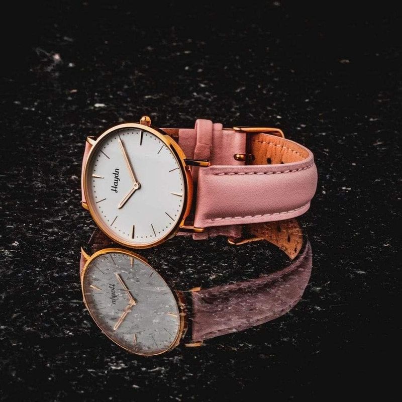 Bracelet de montre en cuir rose - 18mm