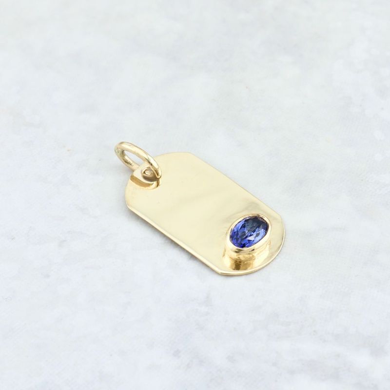 Pendentif Plaque en or 14K - 18K ou platine et Saphir