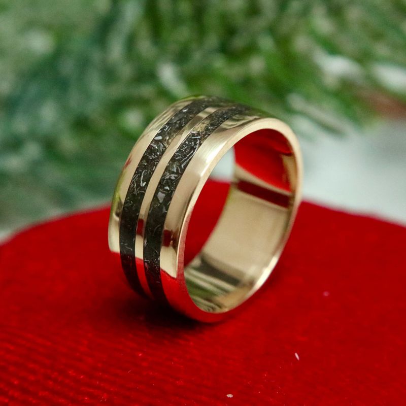 Bague jonc Météorite et argent sterling ou or 14K - 18K