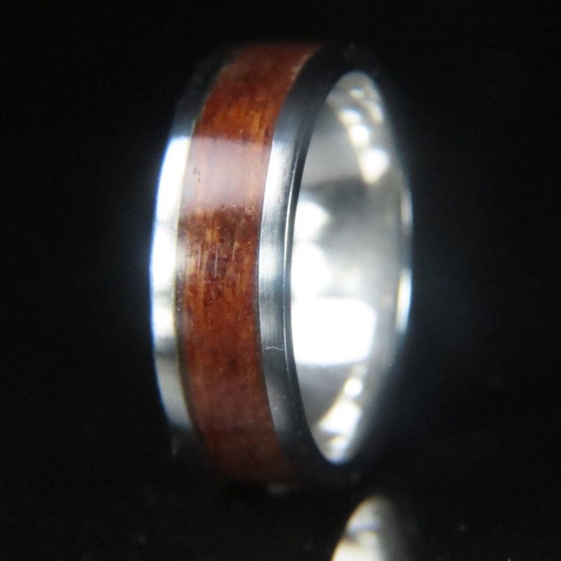 Bague en bois et argent sterling ou or 14K - 18K personnalisée