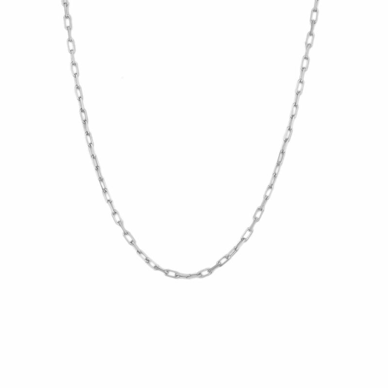 Chaîne minimaliste mailles rectangles en argent sterling