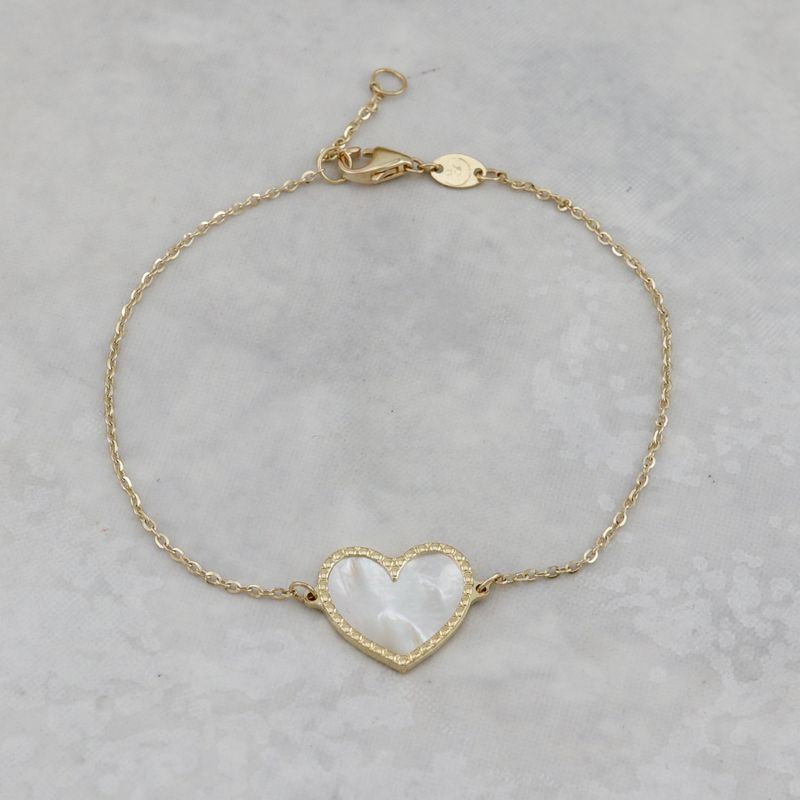 Bracelet Coeur nacré en or 10K