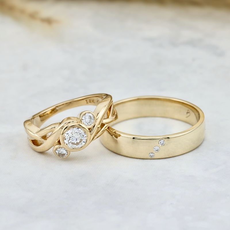 Bague Torsade en or 14K - 18K ou platine et diamants
