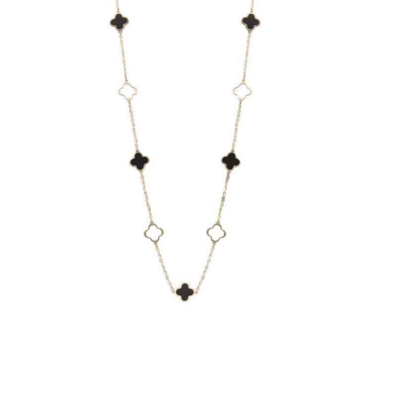 Collier Trèfles - clovers en or jaune 10K et onyx