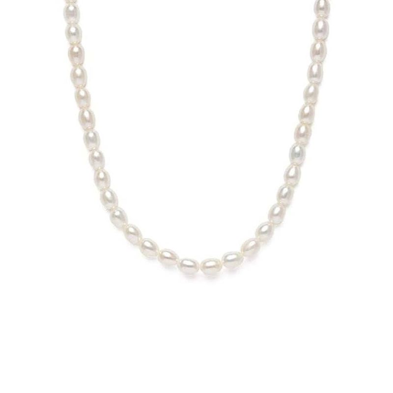 Collier de perles de riz et argent sterling