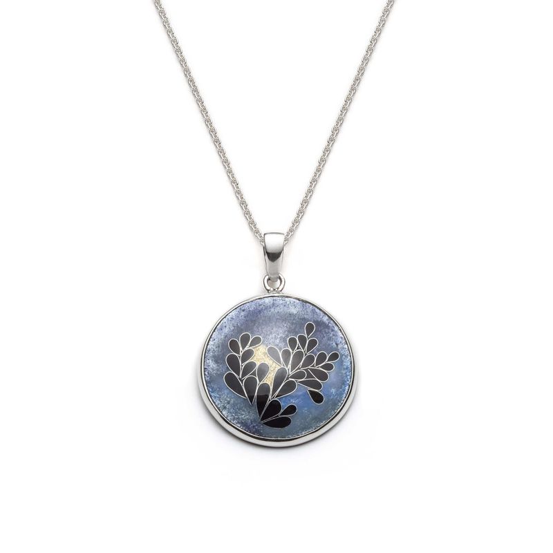 Collier Floral en argent fin et émail
