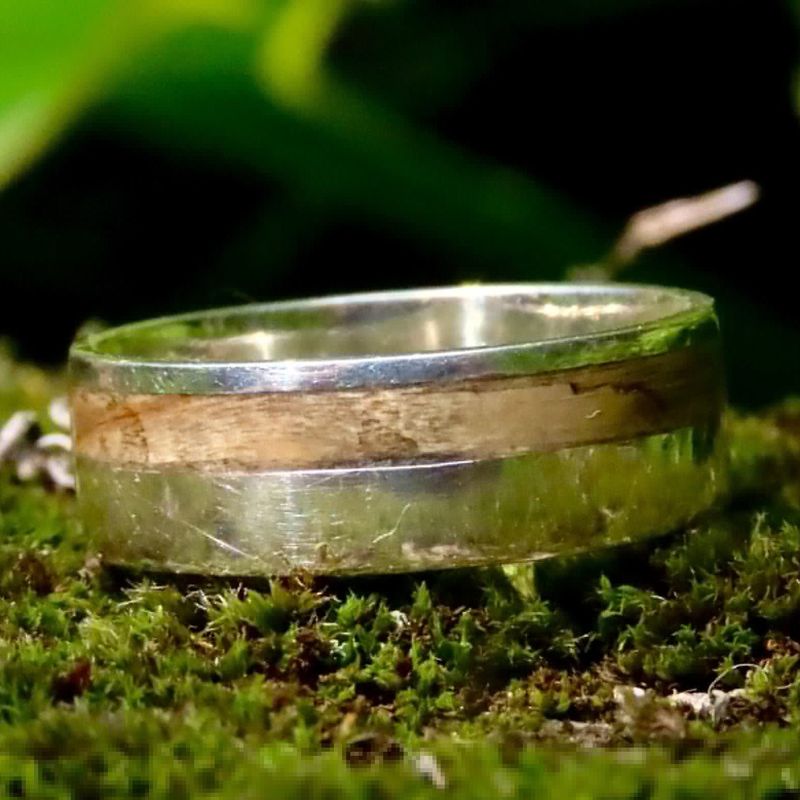 Bague en bois et argent sterling ou or 14K - 18K personnalisée