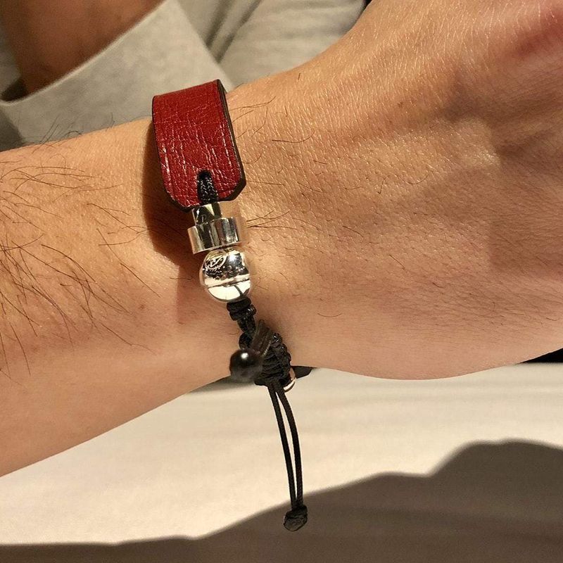 Bracelet de cuir véritable et argent sterling