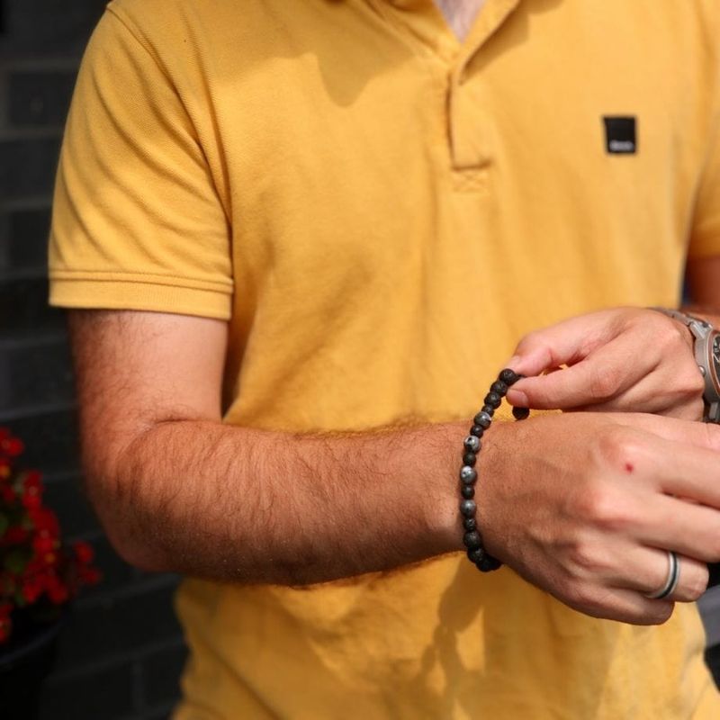 Bracelet Magmatique en labradorite et pierre de lave