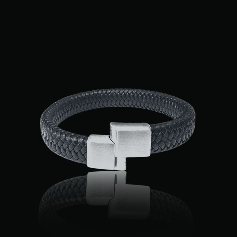 Bracelet Le Tressé en cuir et acier