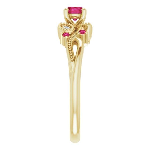 Bague Enchanteresse en or 14K, diamants et rubis