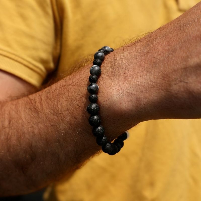 Bracelet Magmatique en labradorite et pierre de lave
