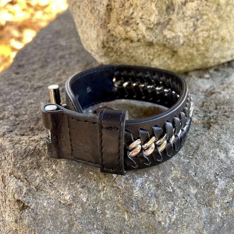 Bracelet Thorkel en cuir et acier