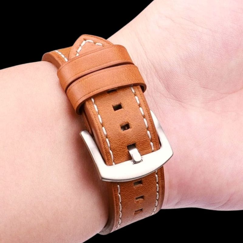 Bracelet de montre en cuir brun -  attache rapide