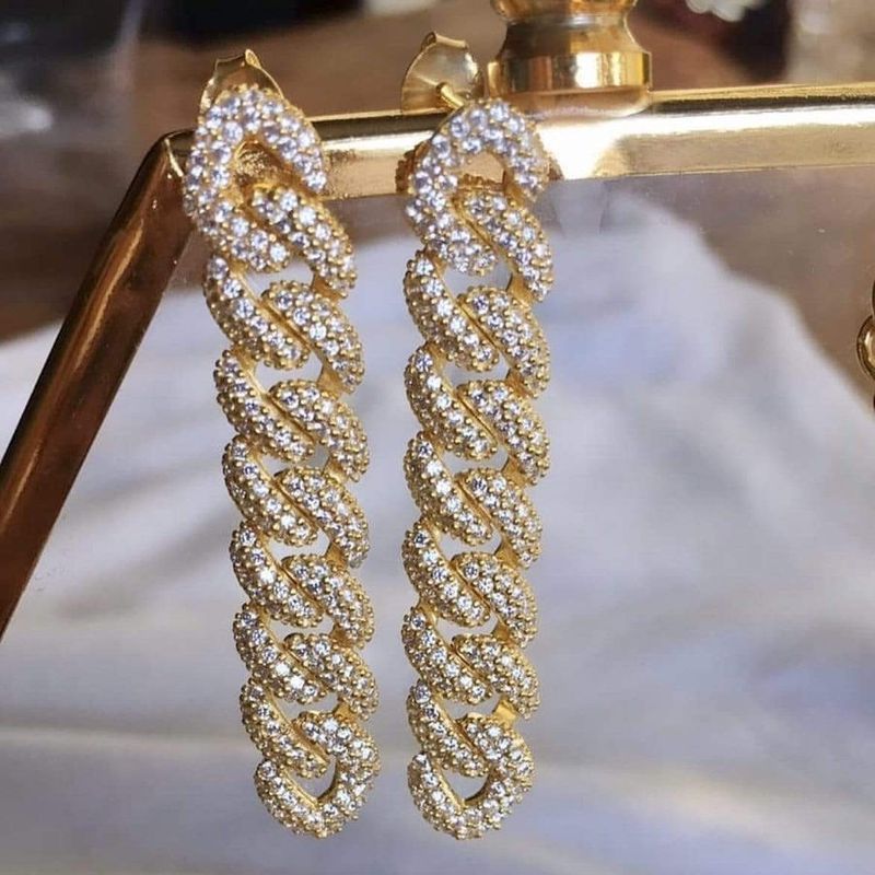 Boucles d'oreilles Chaînes Cuban Scintillantes en argent sterling