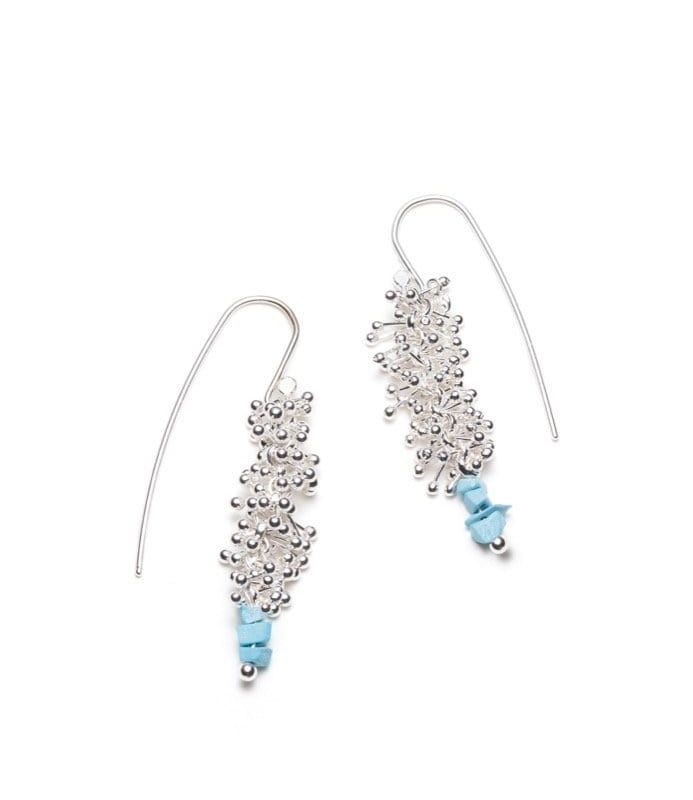 Crochets d'oreille avec turquoises et argent