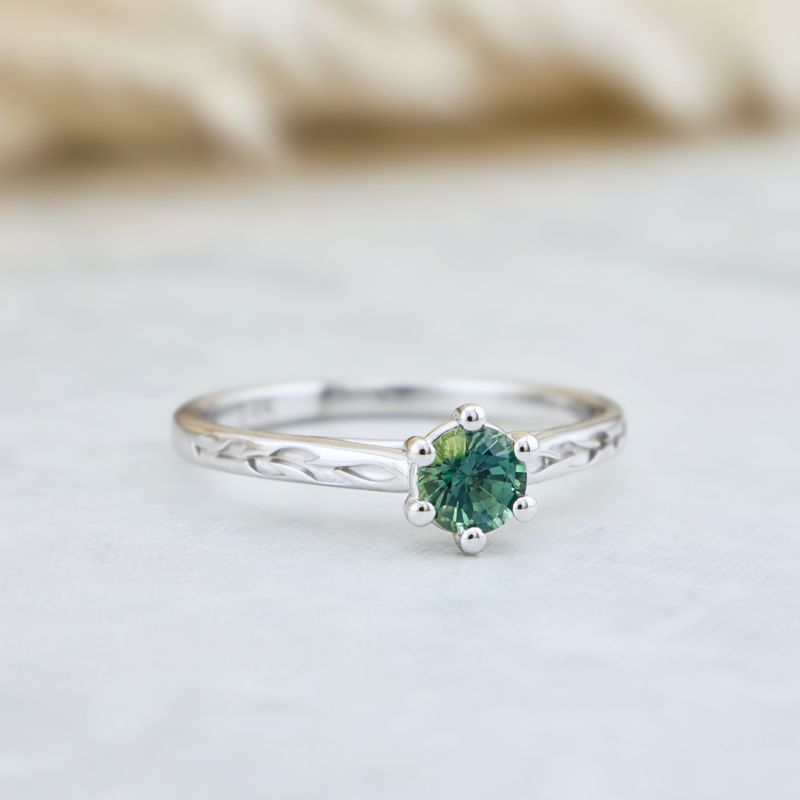 Bagues Ensemble d'alliances en or 14K - 18K ou platine et saphir Bleu - Vert