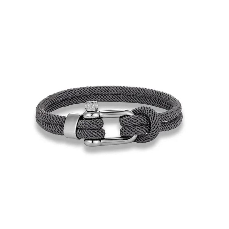 Bracelet Le Nautique en corde grise et acier