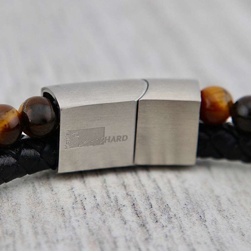 Bracelet Stone en acier et oeil de tigre