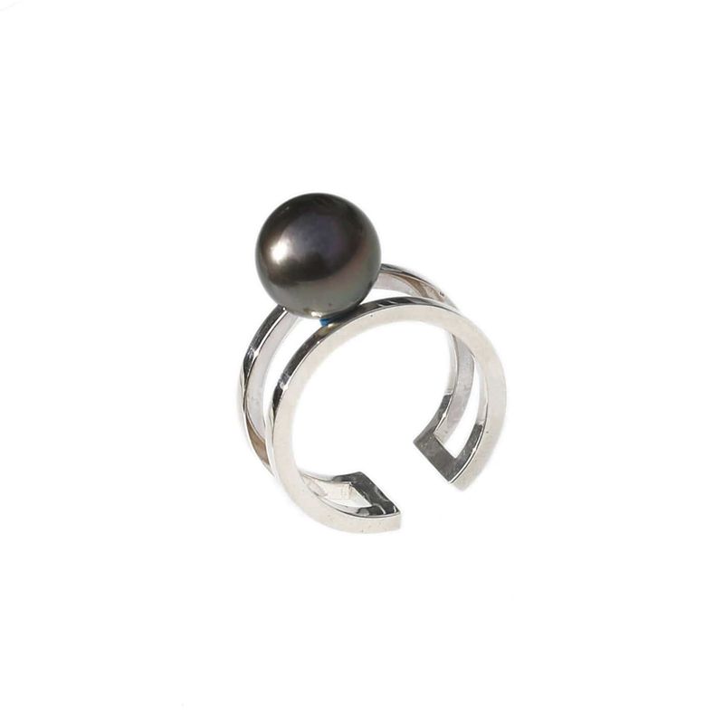 Bague Taupiti en argent sterling et perle de Tahiti 9.5mm