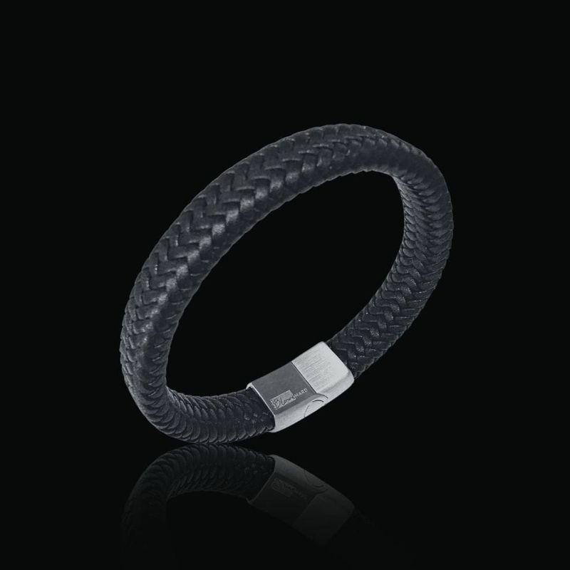Bracelet Le Tressé en cuir et acier