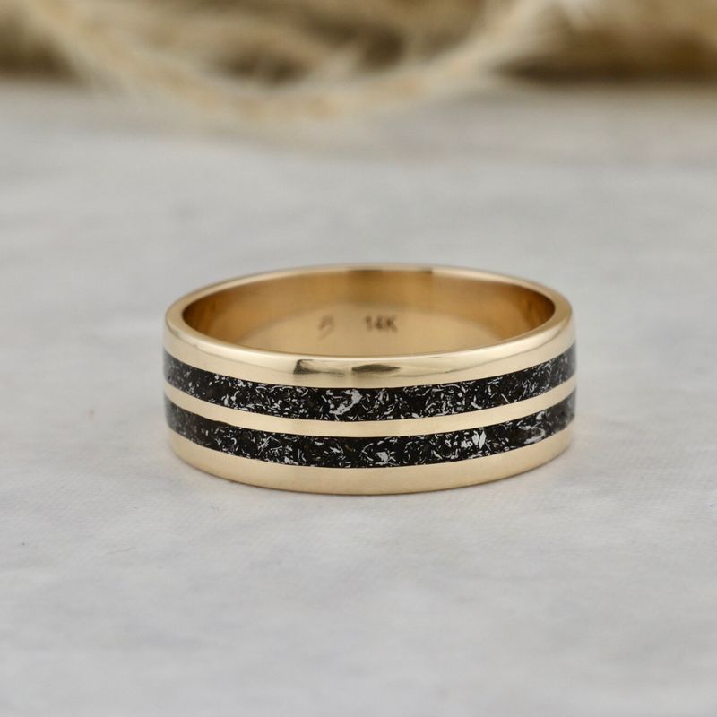 Bague jonc Météorite et argent sterling ou or 14K - 18K