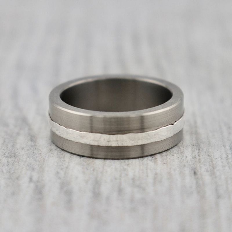 Bague Horizon en argent et titane