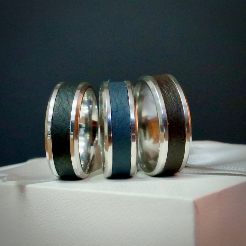 Bague Cuir et acier
