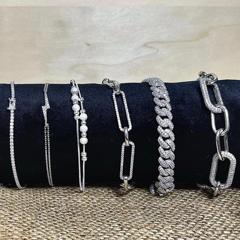 Bracelet Chaînes Cuban Scintillante en argent sterling