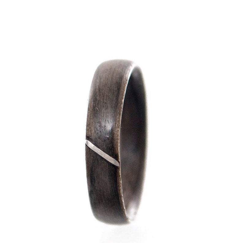 Bague en bois et argent sterling ou or 14K personnalisée