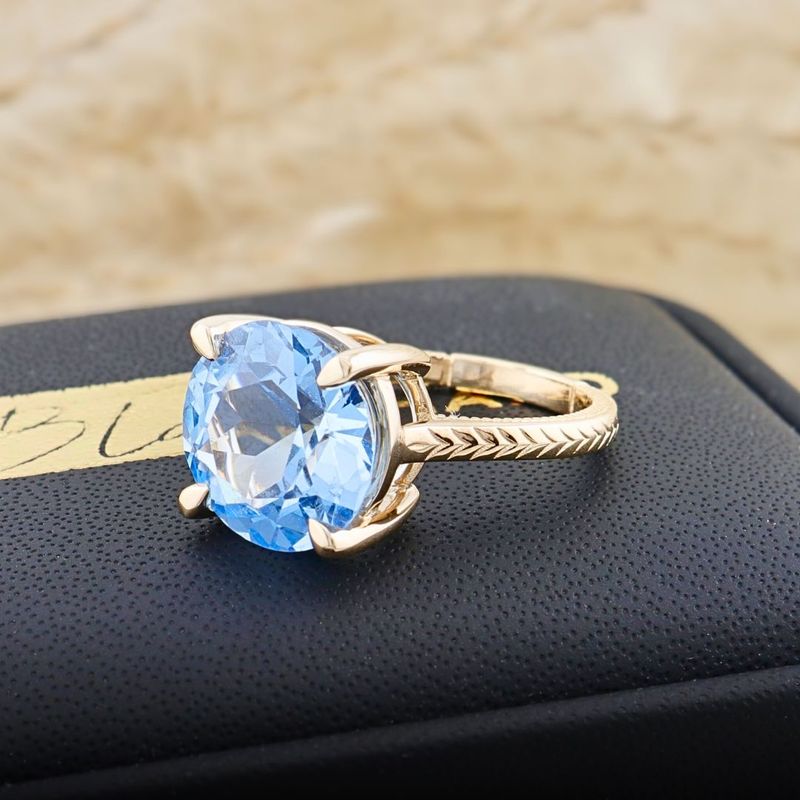 Bague Solitaire en or 14K - 18K ou platine et saphir