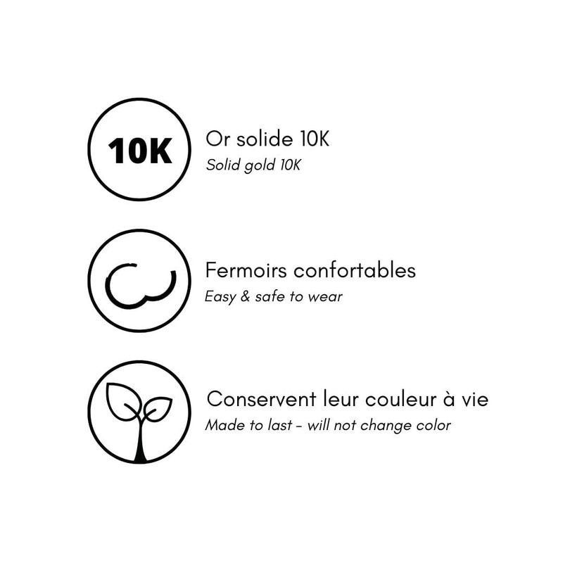 Boucles d'oreilles huggies Minimalistes en or 10K
