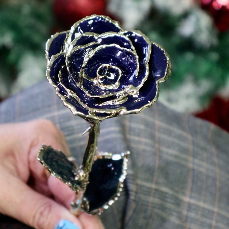 Rose éternelle Marine plaquée or 24K