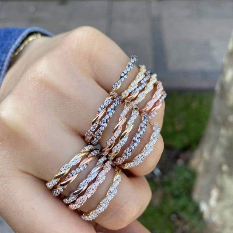 Bague Scintillante Torsade en argent sterling