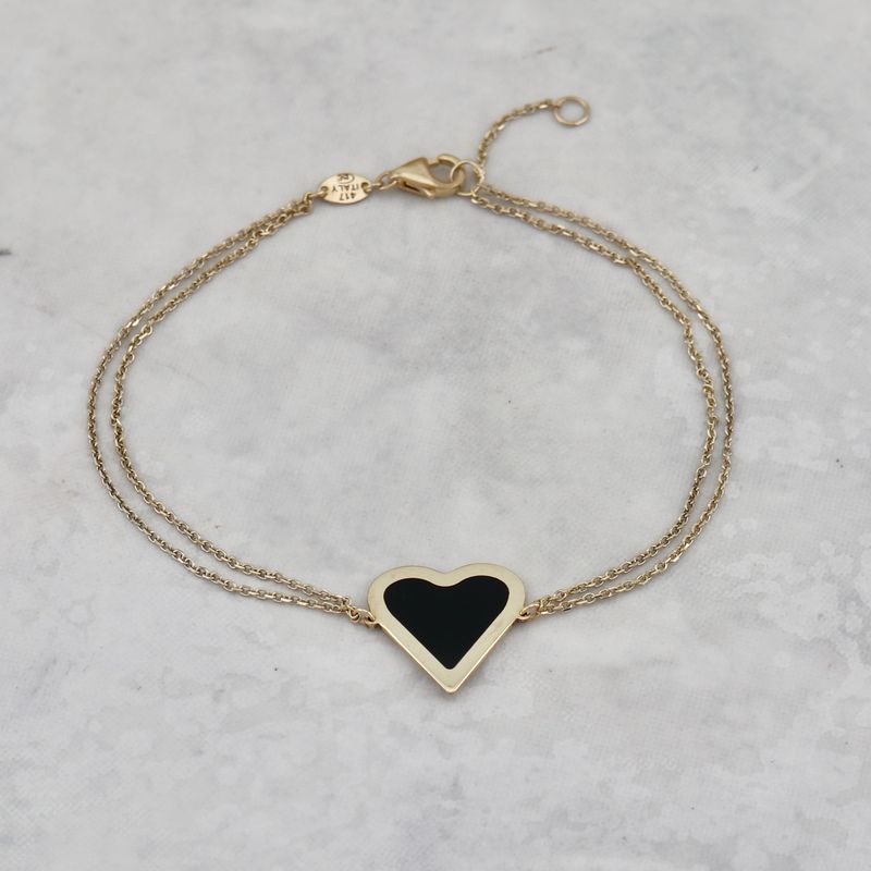 Bracelet Coeur en or 10K et onyx