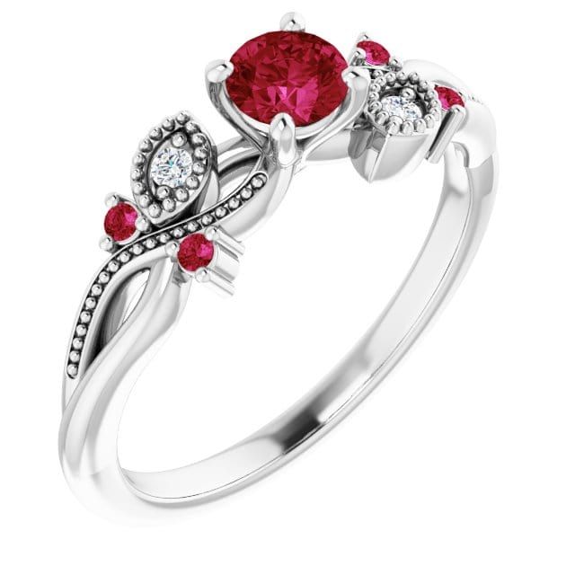 Bague Enchanteresse en or 14K, diamants et rubis