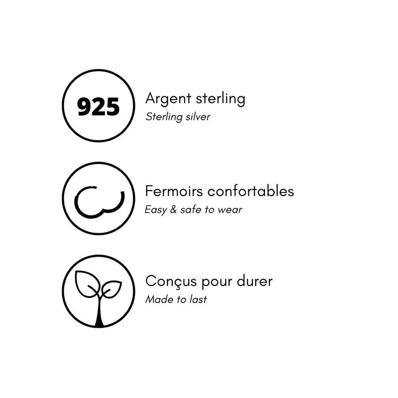 Boucles d'oreilles Huggies Minimalistes Scintillantes en argent sterling