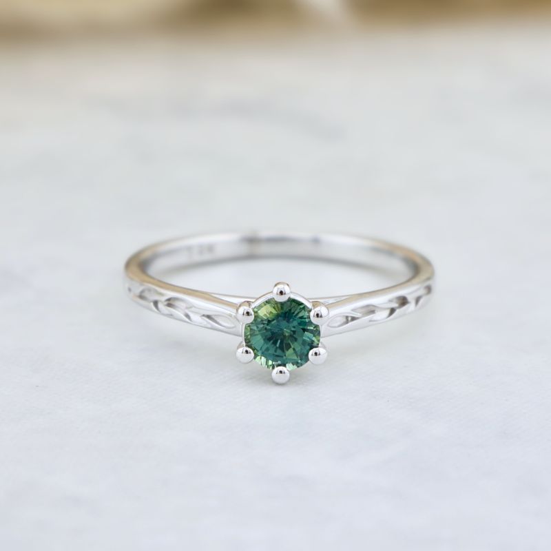 Bagues Ensemble d'alliances en or 14K - 18K ou platine et saphir Bleu - Vert