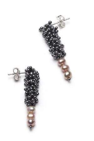 Pendants d'oreilles ShikShok avec perles et argent oxydé