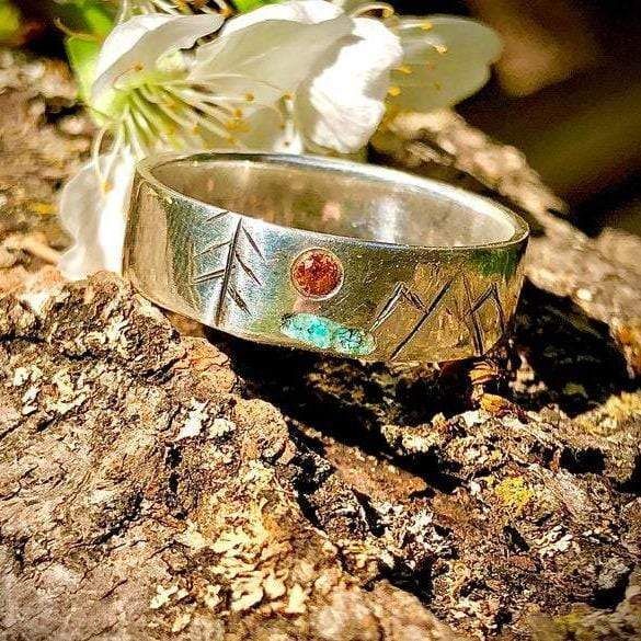 Bague 4 Éléments en argent sterling ou or 14K - 18K et saphir