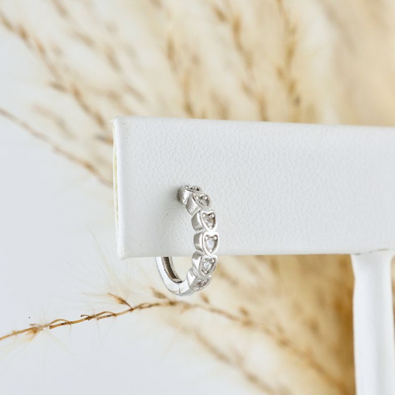 Boucles d'oreilles Huggies Coeurs en argent sterling