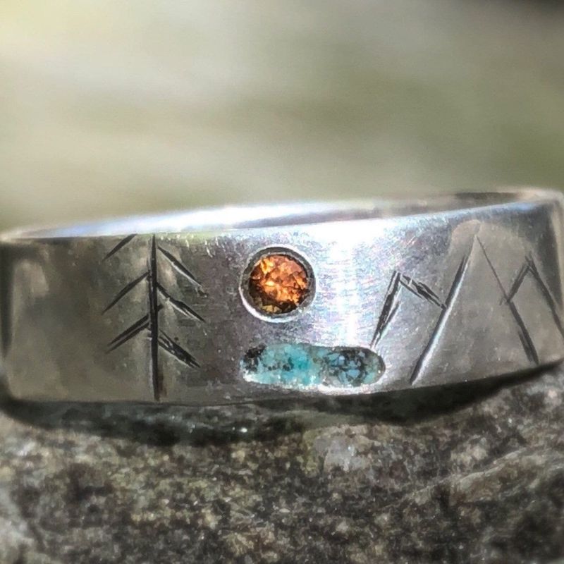 Bague 4 Éléments en argent sterling ou or 14K - 18K et saphir