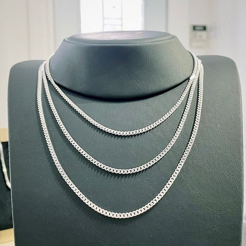 Chaîne Gourmette en argent sterling ou or 10K