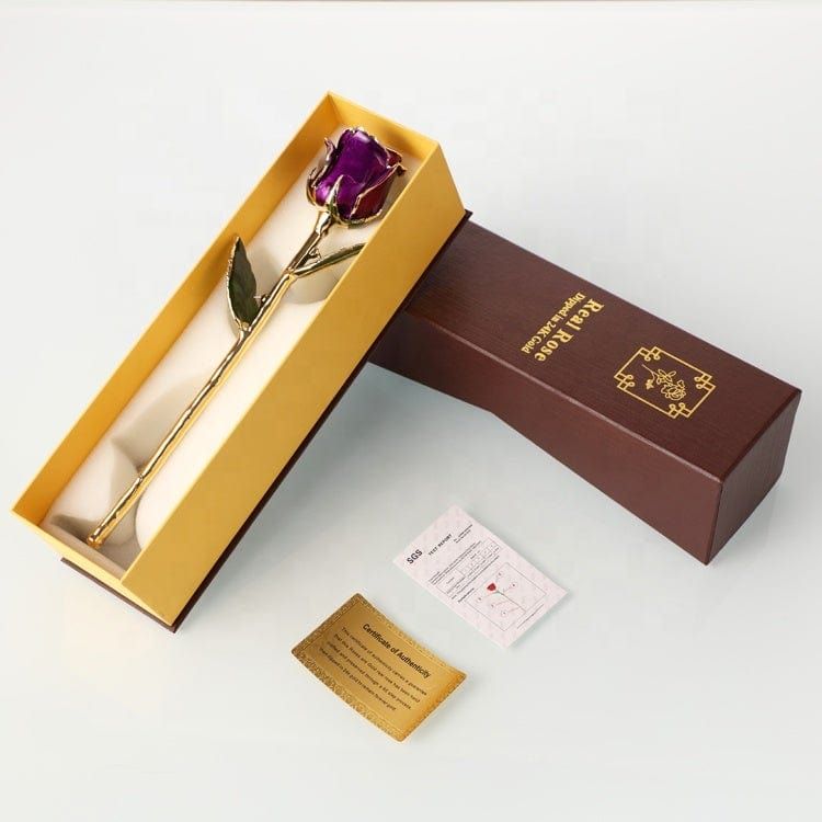 Rose éternelle fermée plaqué or 24K