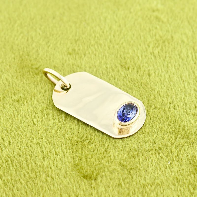 Pendentif Plaque en or 14K - 18K ou platine et Saphir