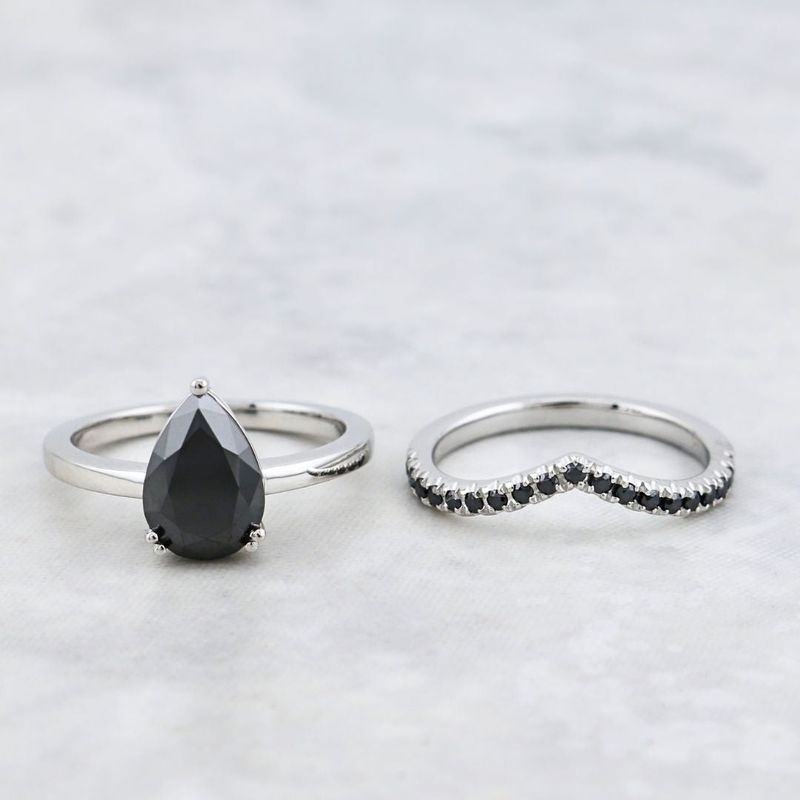 Bagues ensemble d’alliances moissanites noires